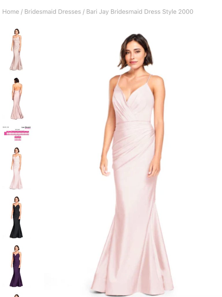 Bari Jay Bridesmaid Dress Style 2000 Color: Ballet Size: Small